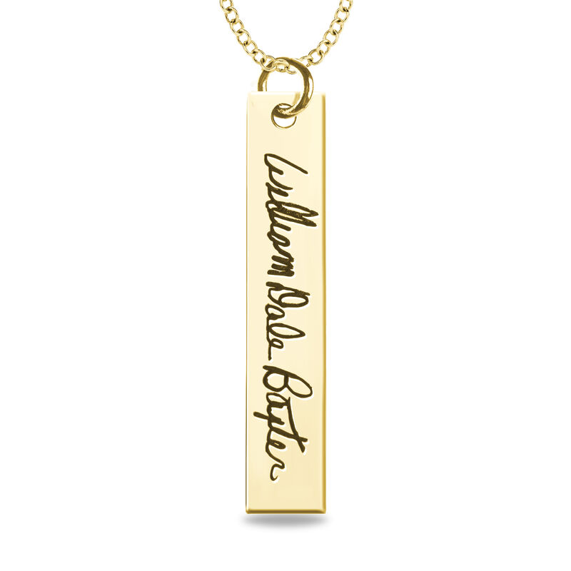Bar Pendant with Handwriting Engraving in 10k Rose Gold image number null